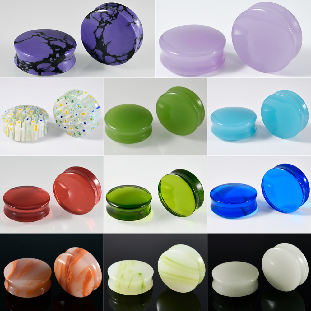 Body Jewelry Tunnels - 1/2/22PCS Glas & Steen Ronde Oor