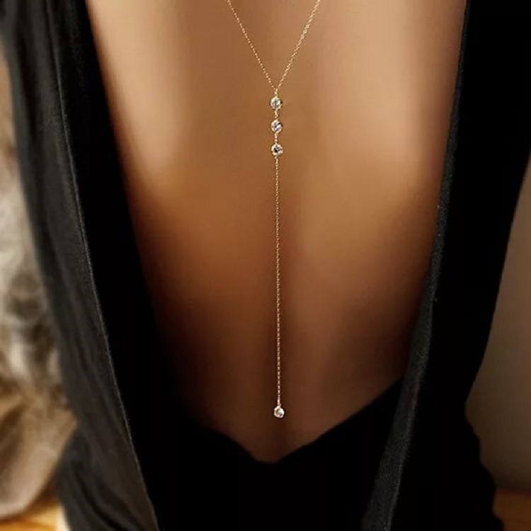 Body Jewelry Outfit - Nieuwe Strass Sexy vrouwen Terug Ketting