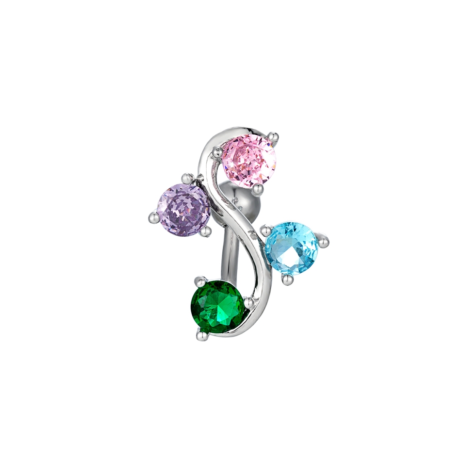 Body Jewelry Shop - Roestvrijstalen gebogen buikring met meerkleurige edelstenen