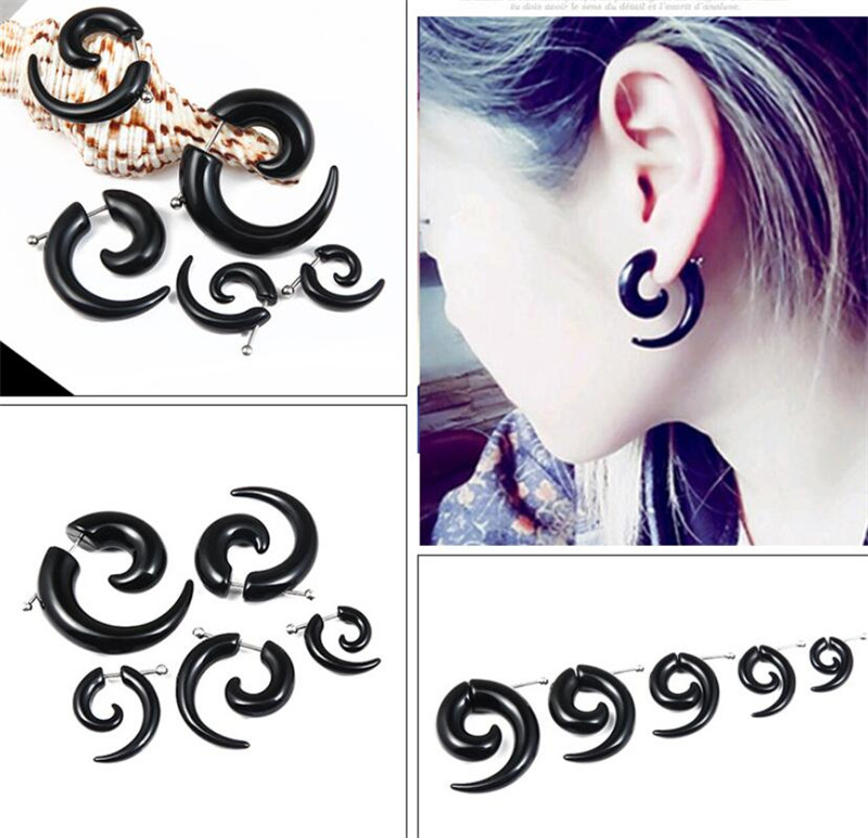 Body Jewelry Tunnels - Punk Zwarte Tribal Spiraal Oorbellen Vrouwen
